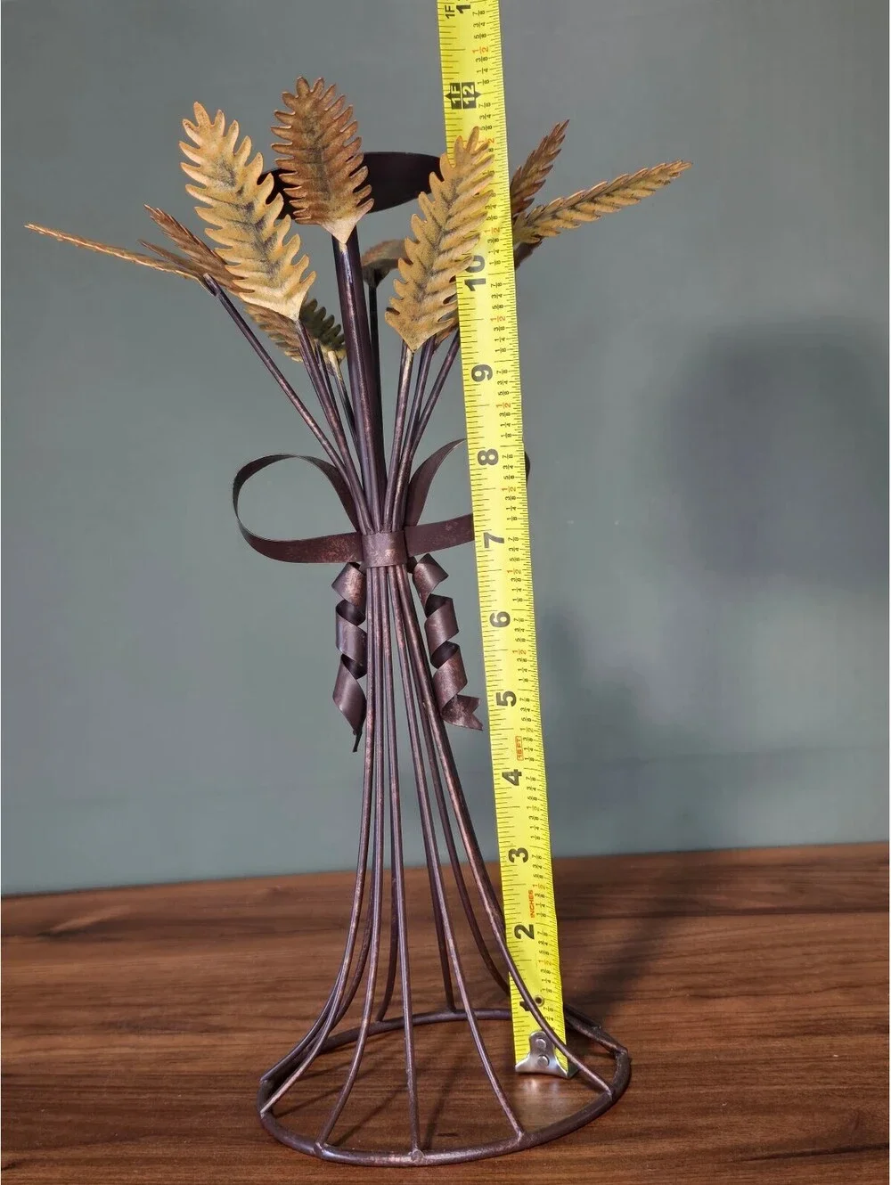 Vintage Metal Wheat Sheaf Candle Holder Hollywood Regency Pillar Stand